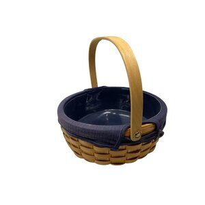 Taskets Renaissance Woven Wood Bread Basket Swing Handle Protective Liner